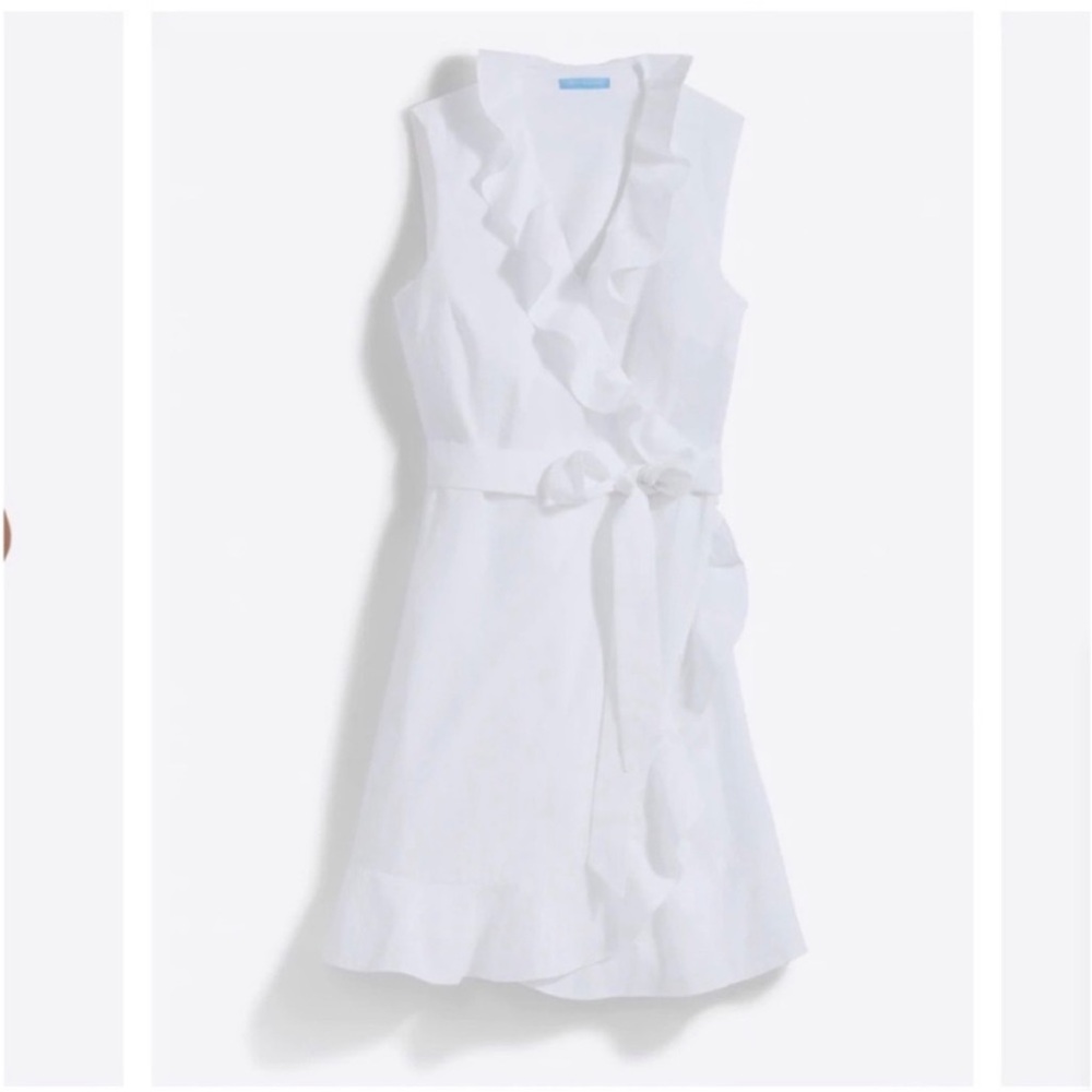 Draper James Reba Wrap Dress in Seersucker Magnolia White - Size 8